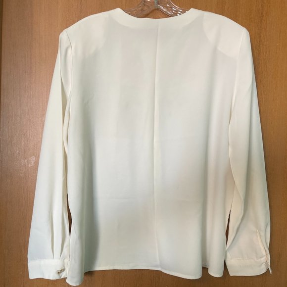 Long Sleeve Embroidered Blazer Blouse with pearlescent buttons, padded shoulders - Picture 5 of 5